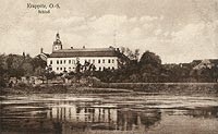 Krapkowice - Zamek w Krapkowicach na pocztwce z 1918 roku