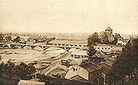 Owicim - Panorama na mosty i zamek na zdjciu Stefana Stuglika z 1930 roku