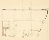 Dbrwno - Plan miasta w obrbie murw obronnych, z wyrnieniem lokalizacji zamku i kocioa, lata 20. XX wieku