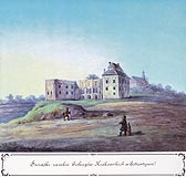 Bodzentyn - Ruiny zamku w Bodzentynie, akwarela Teodora Chrzskiego, 'Kazimierza Stronczyskiego opisy i widoki zabytkw w Krlestwie Polskim (1844-1855)'