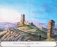Ia - Ruiny zamku w Iy, akwarela Teodora Chrzskiego, 'Kazimierza Stronczyskiego opisy i widoki zabytkw w Krlestwie Polskim (1844-1855)'