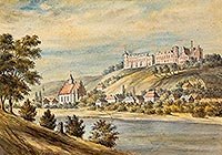 Janowiec - Zamek w Janowcu na akwareli Napoleona Ordy sprzed 1883 roku