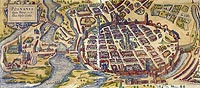 Pozna - Pozna w XVII wieku z zamkiem po prawej stronie