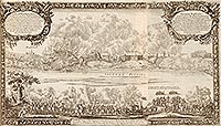 Sandomierz - Panorama miasta i zamek podczas oblenia przez Szwedw na sztychu Erika Dahlbergha z dziea Samuela Pufendorfa 'De rebus a Carolo Gustavo gestis', 1656 rok
